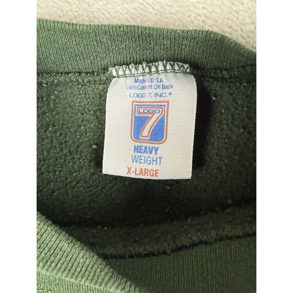 Vintage Texas Longhorns Sweatshirt XL Logo 7 Heavyweight Made USA Green NCAA